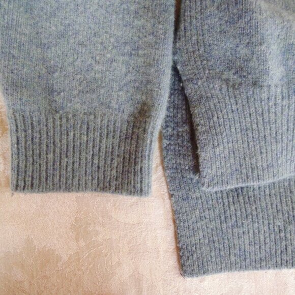 Olive Blue Unbalanced Crew Neck Wool Blend Sweater M/L - Picture 5 of 10